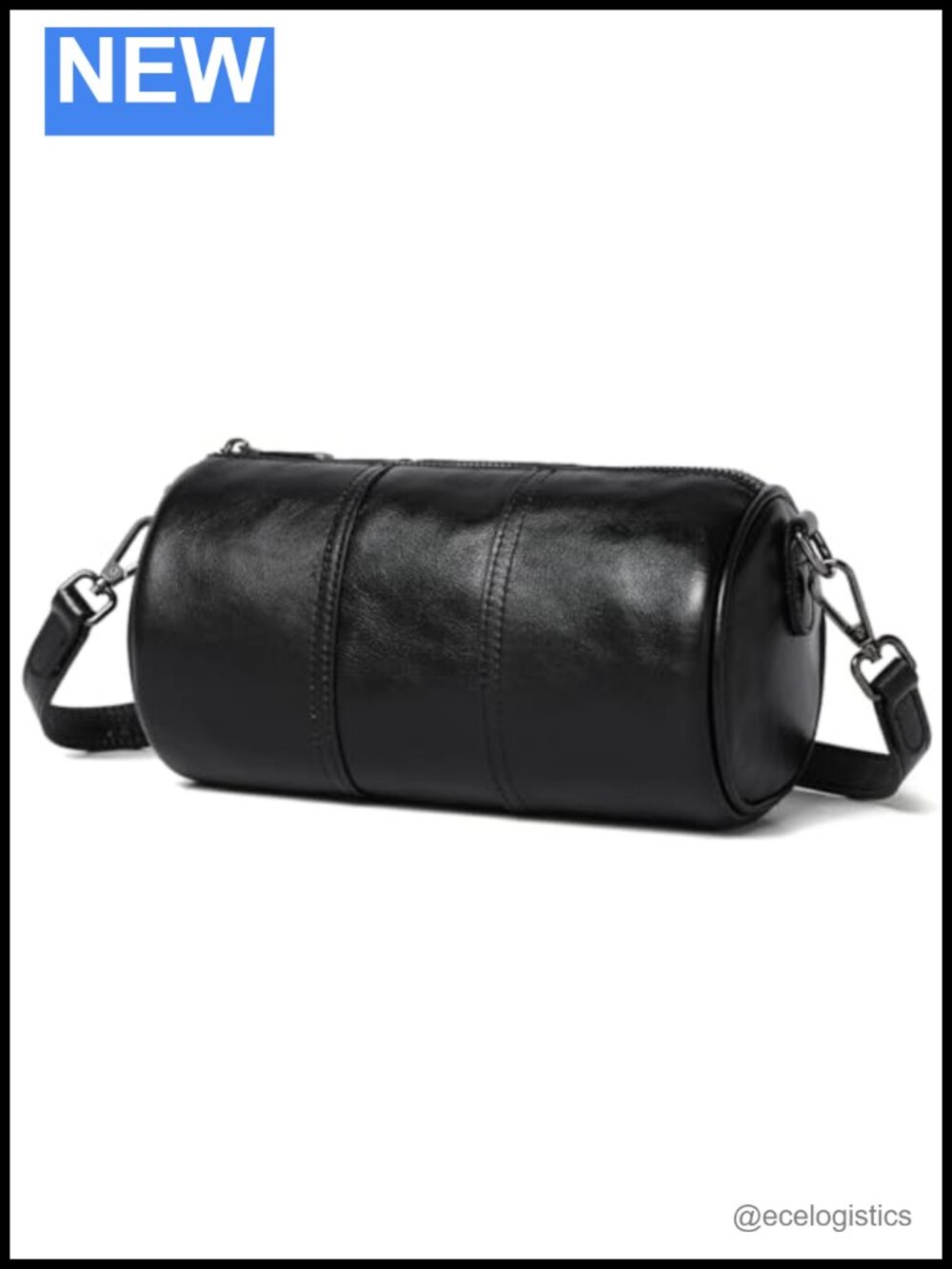 Genuine Leather Crossbody Bag Women Circle Cylinder Purse Shoulder Handbag with